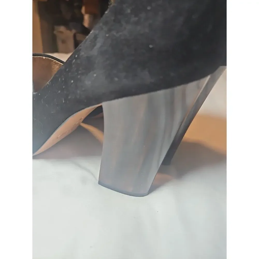 COACH Roslyn Kid Black Suede Open Toe W/Chunky Heel - Women's Size 9 - Picture 6 of 9